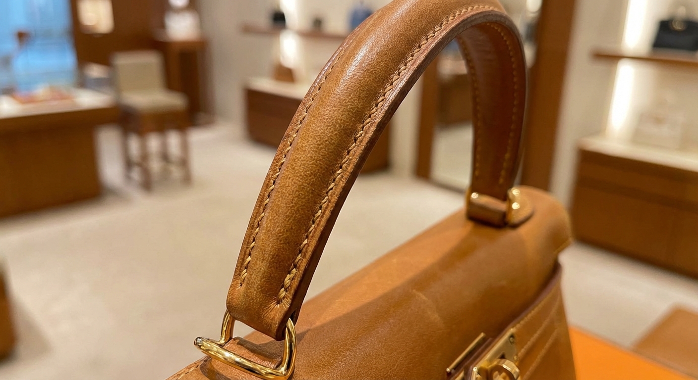 명품 가방의 정교한 스티칭 디테일