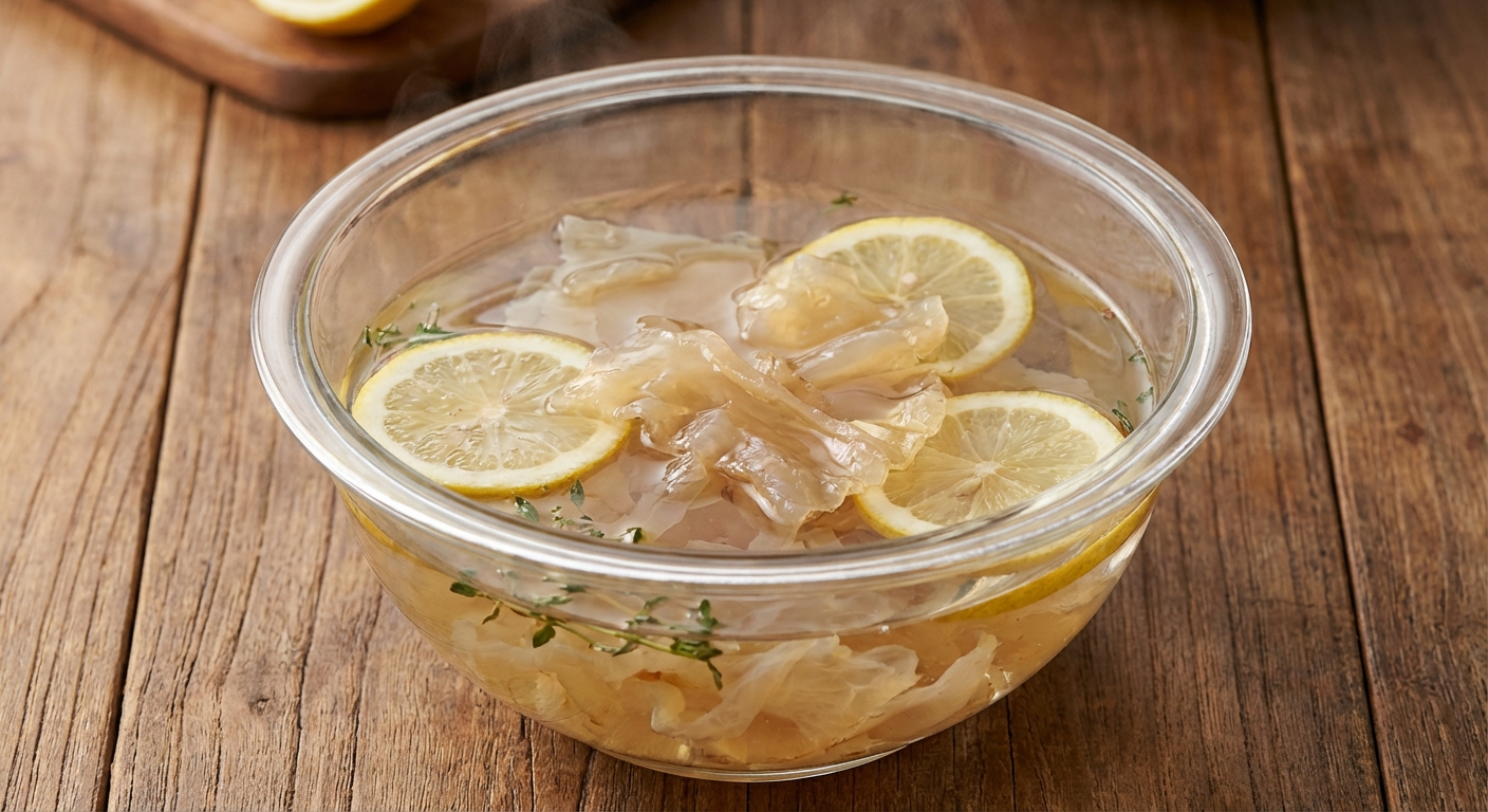 해파리를 물에 불리는 장면