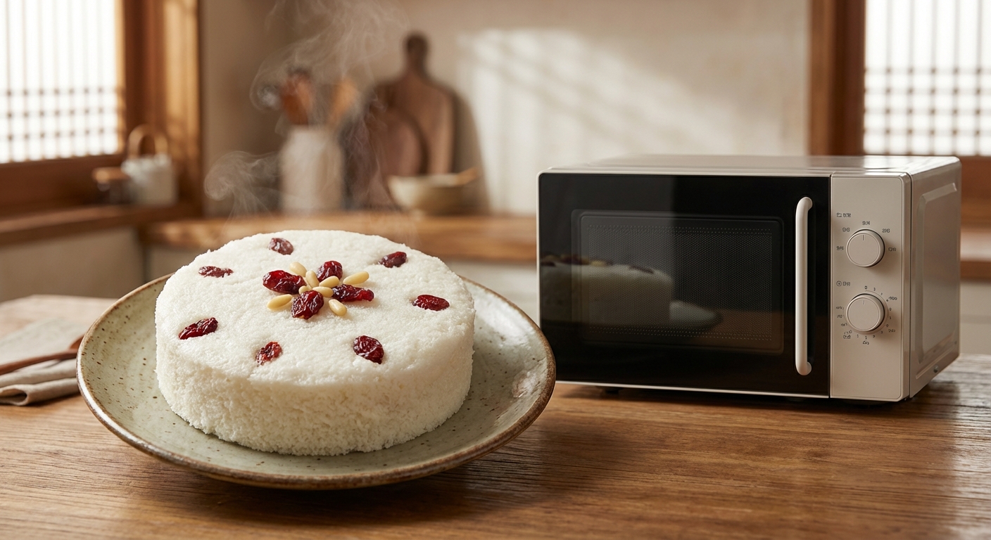 전자레인지로 만든 백설기