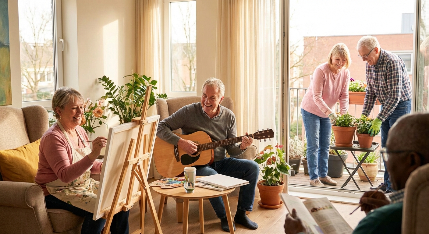 취미 생활을 즐기는 사람들의 행복한 표정