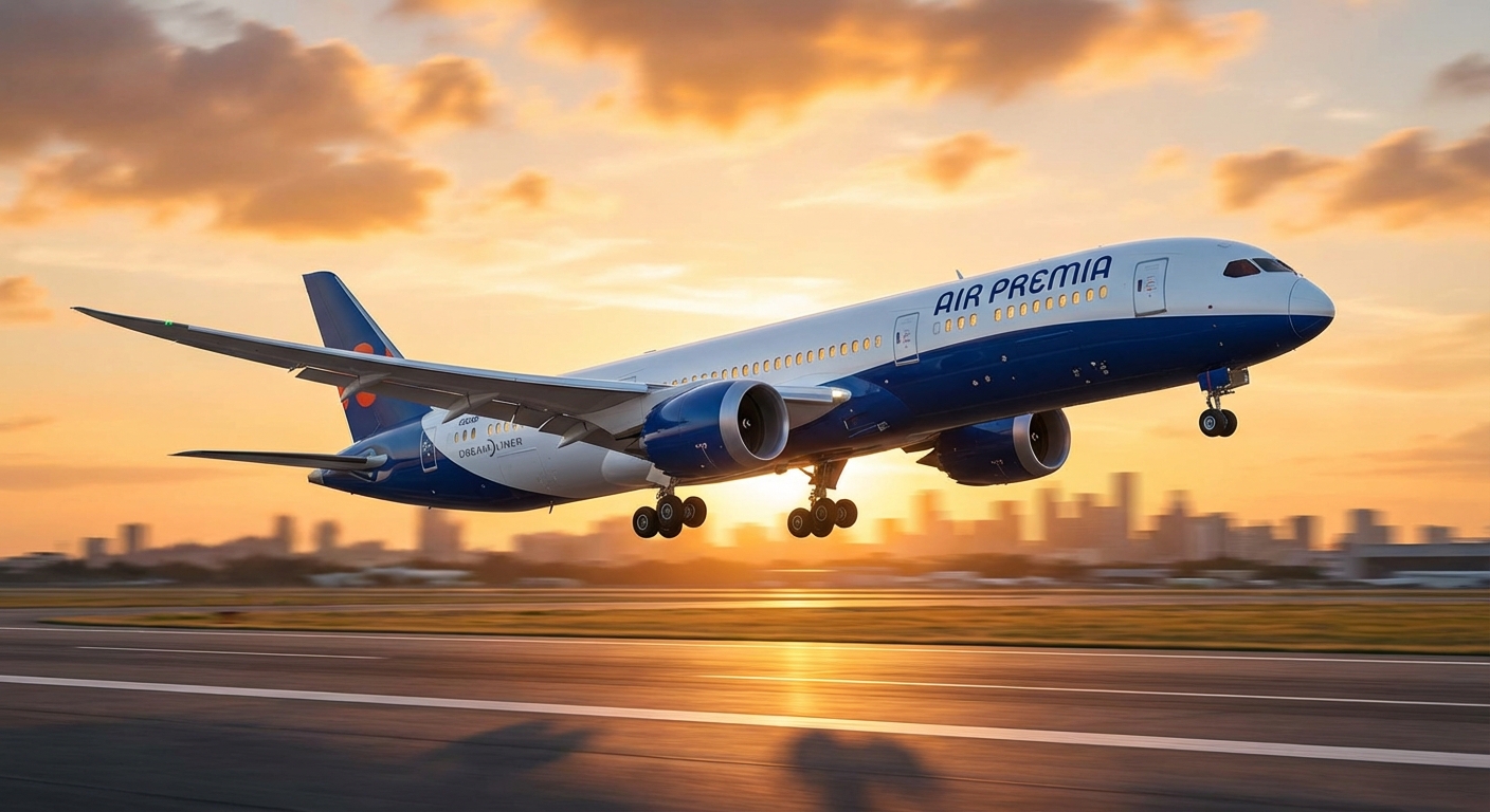 에어프레미아 객실 내부 또는 항공기 이륙 장면