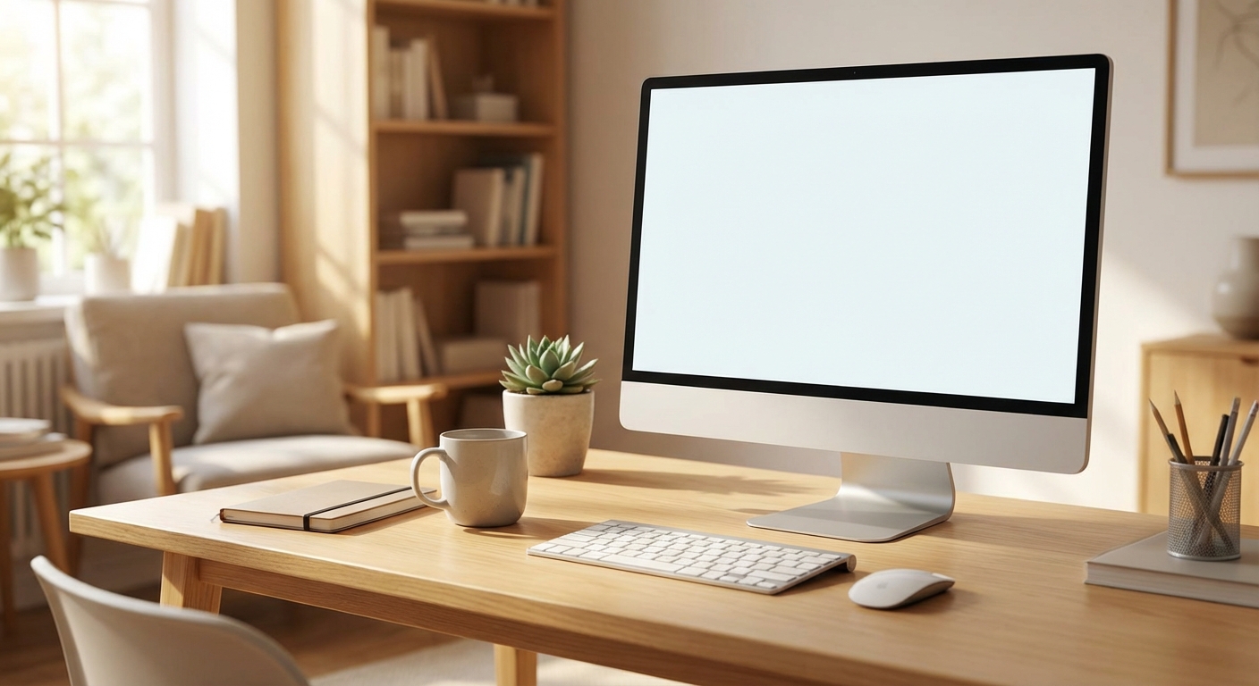 깔끔하게 조립된 데스크톱 셋업