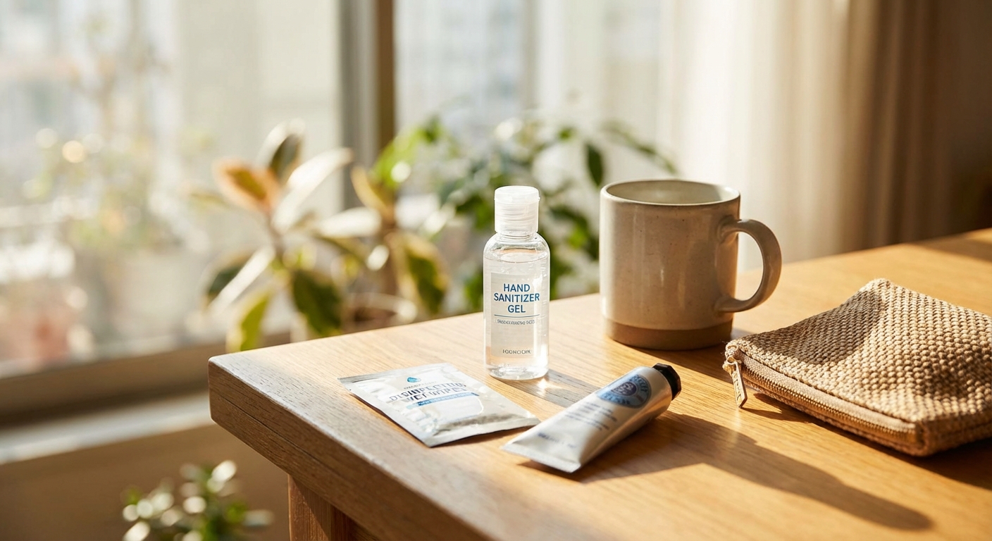 손 소독제와 휴대용 위생용품