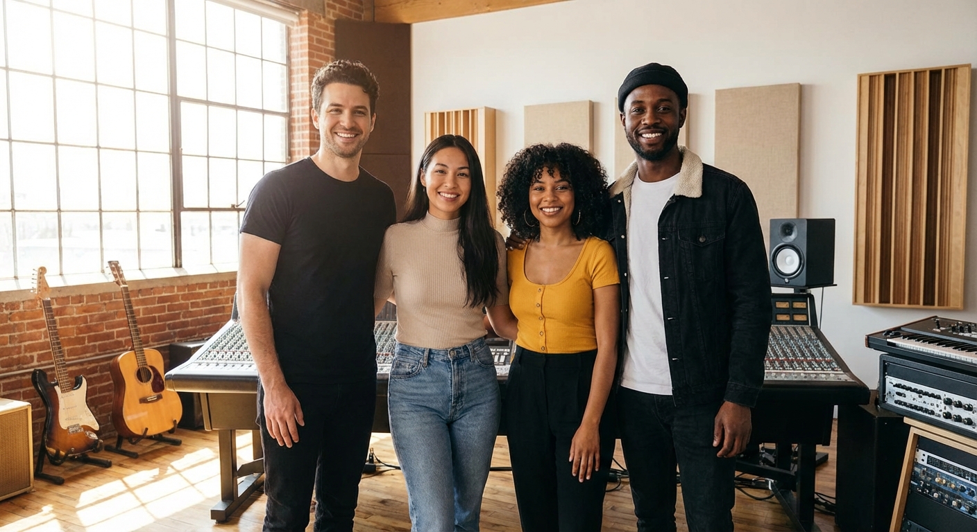 프로듀서들의 단체 사진 또는 개별 프로필