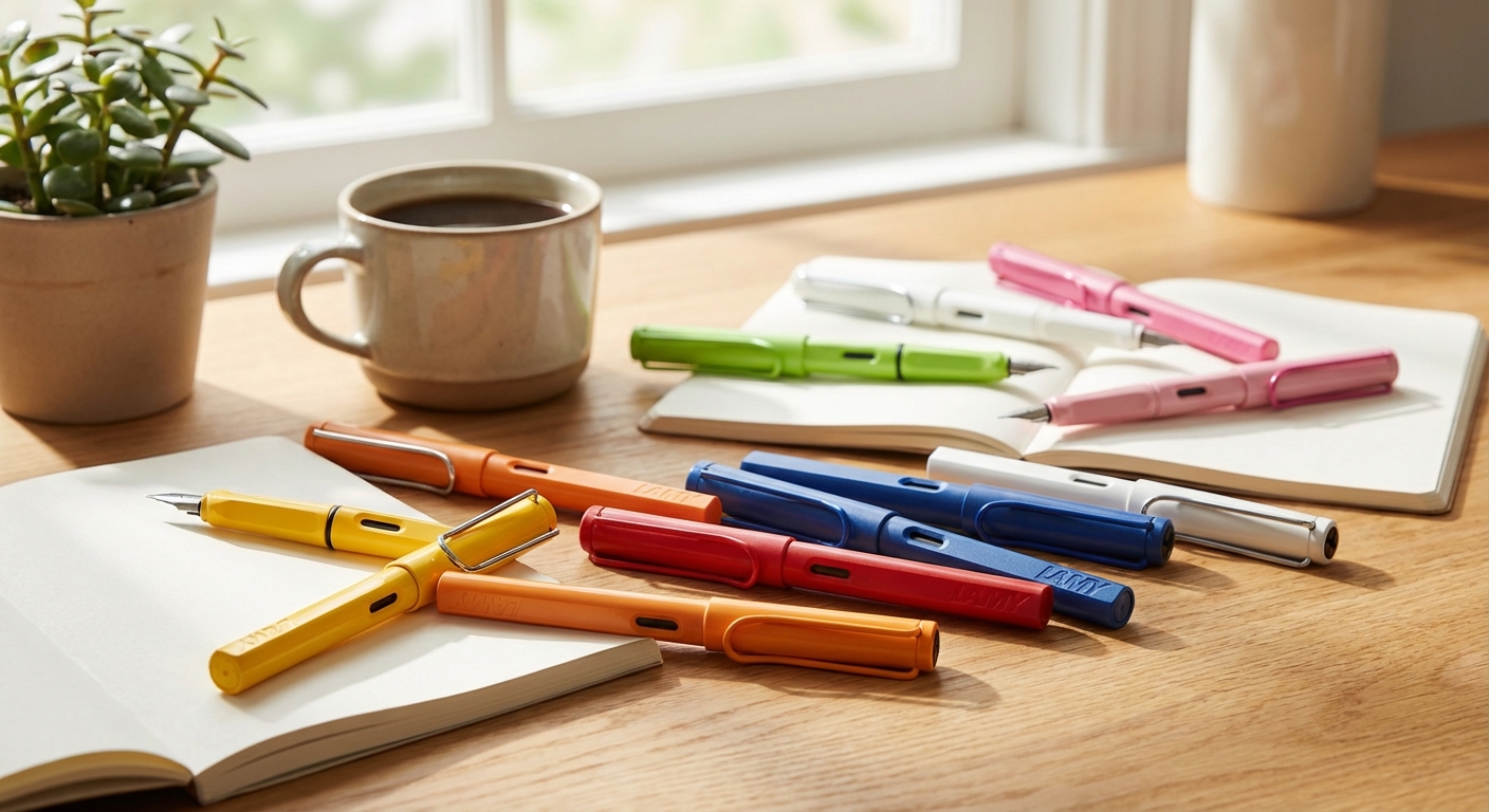 다양한 컬러의 라미 사파리 만년필