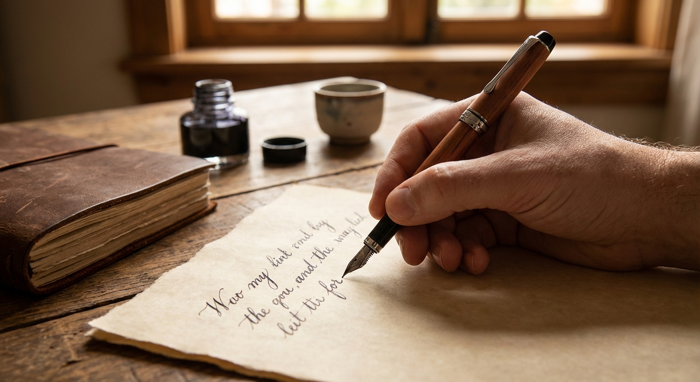 만년필 필기 장면