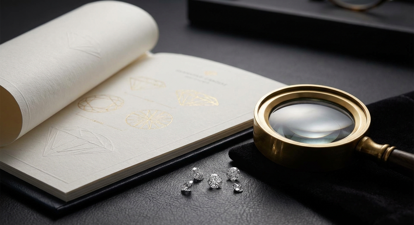 다이아몬드 감정서와 확대경