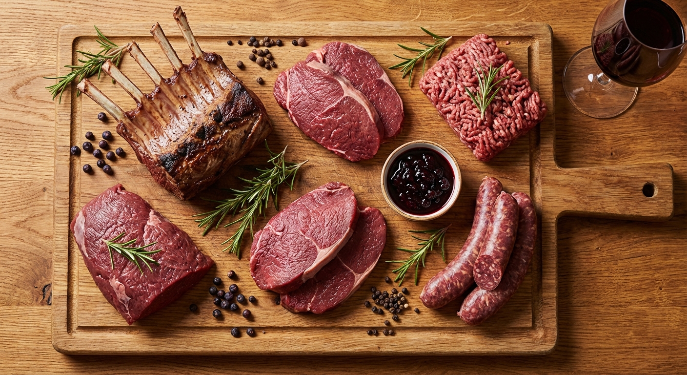 다양한 부위의 사슴고기