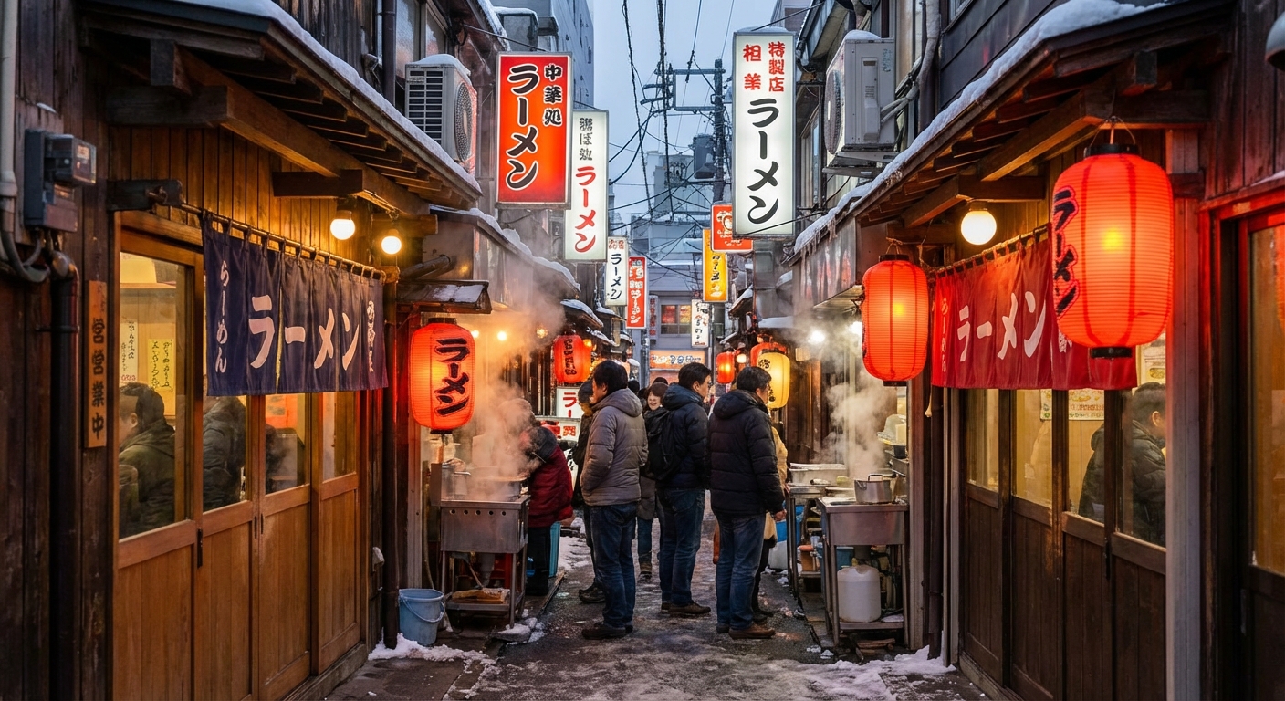 삿포로 라멘 요코초 거리 풍경