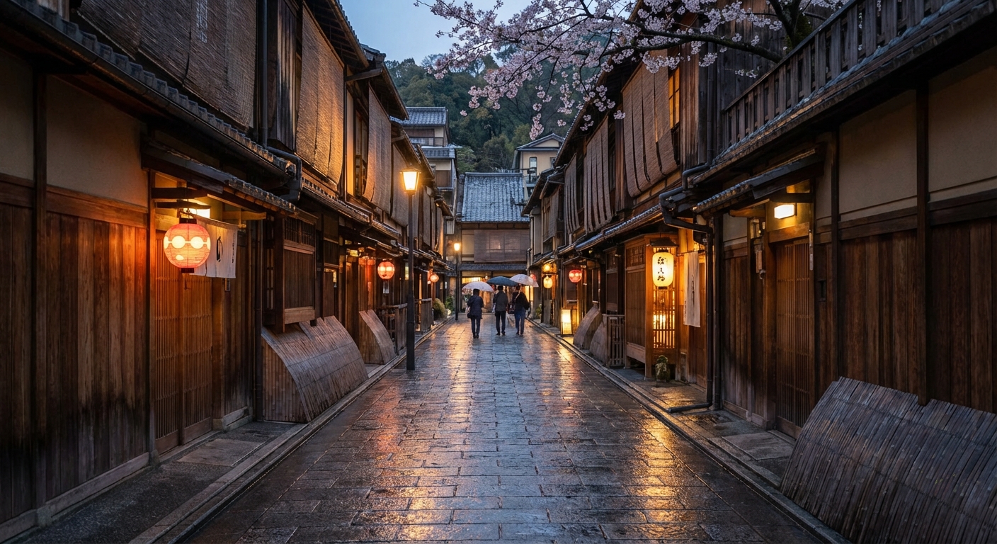 교토 기온 거리의 전통 상점들