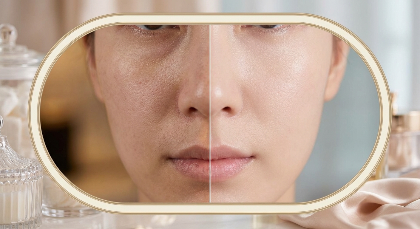 니들샷 사용 전후 피부 결 비교