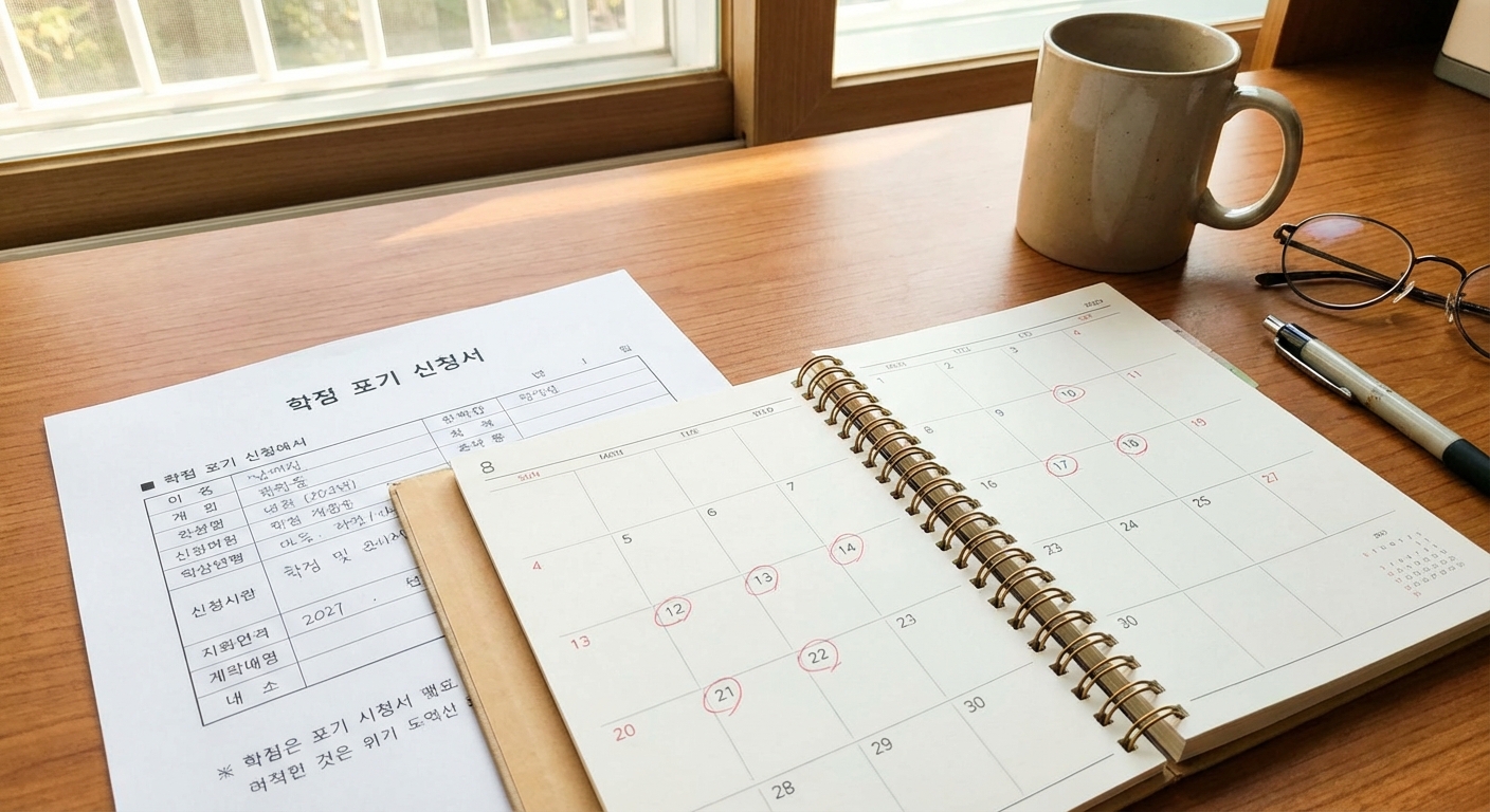 학점 포기 신청서와 달력