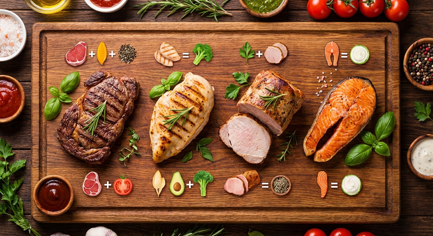 다양한 육류의 영양 성분 비교 그래프