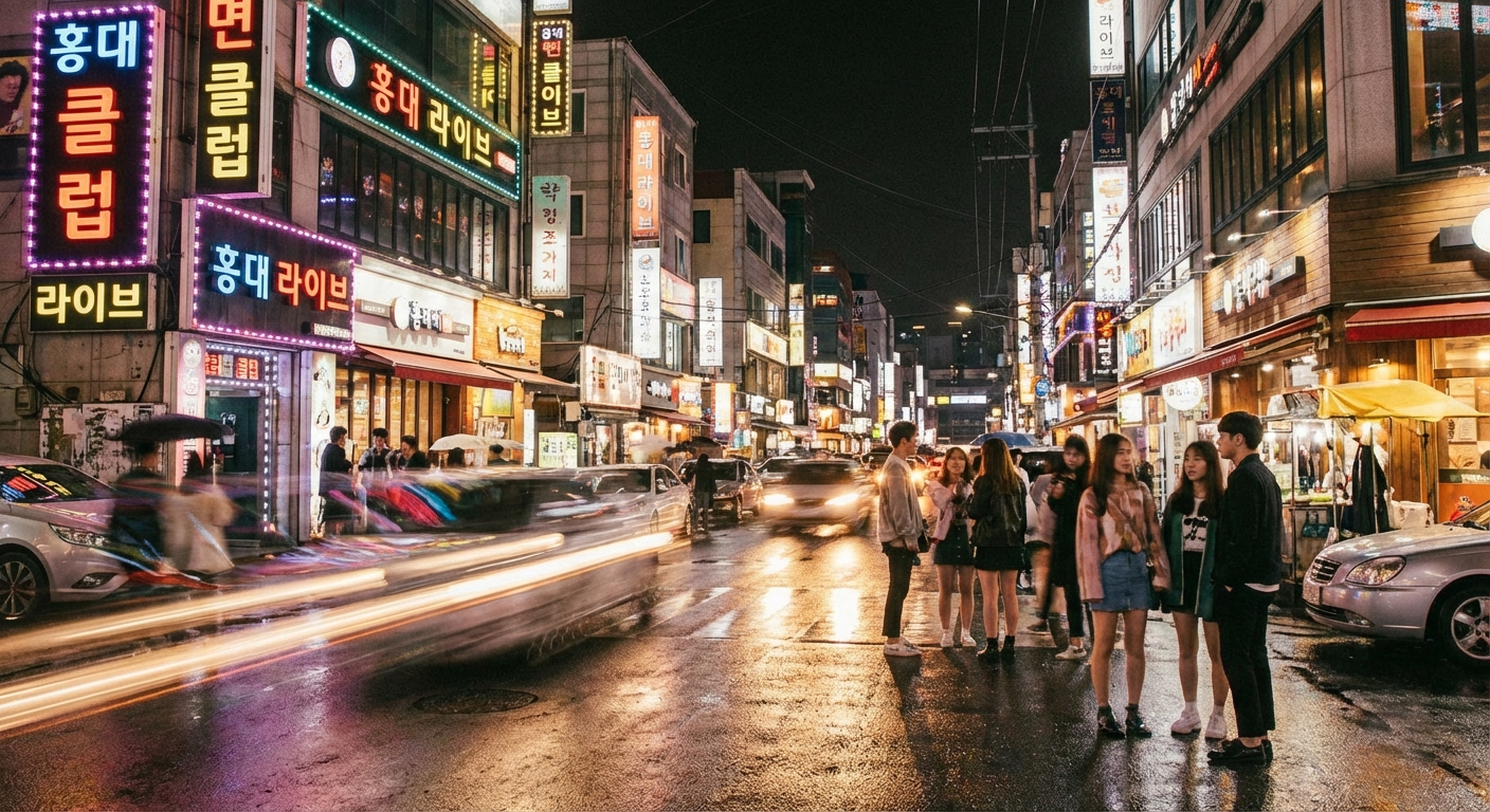 홍대 클럽 거리 야경
