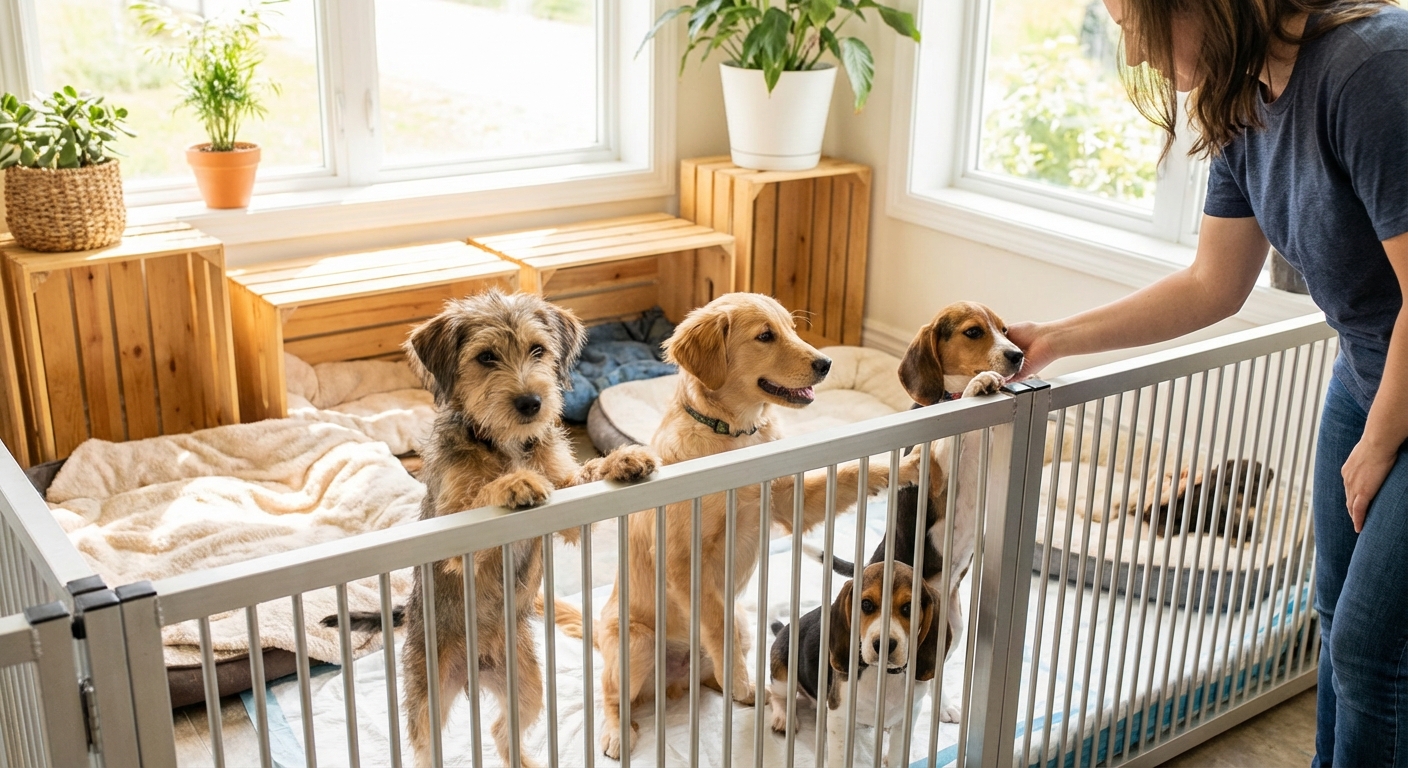 동물보호소에서 새 가족을 기다리는 강아지들