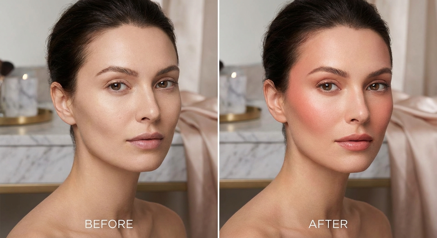 광대뼈 블러셔 메이크업 전후 비교