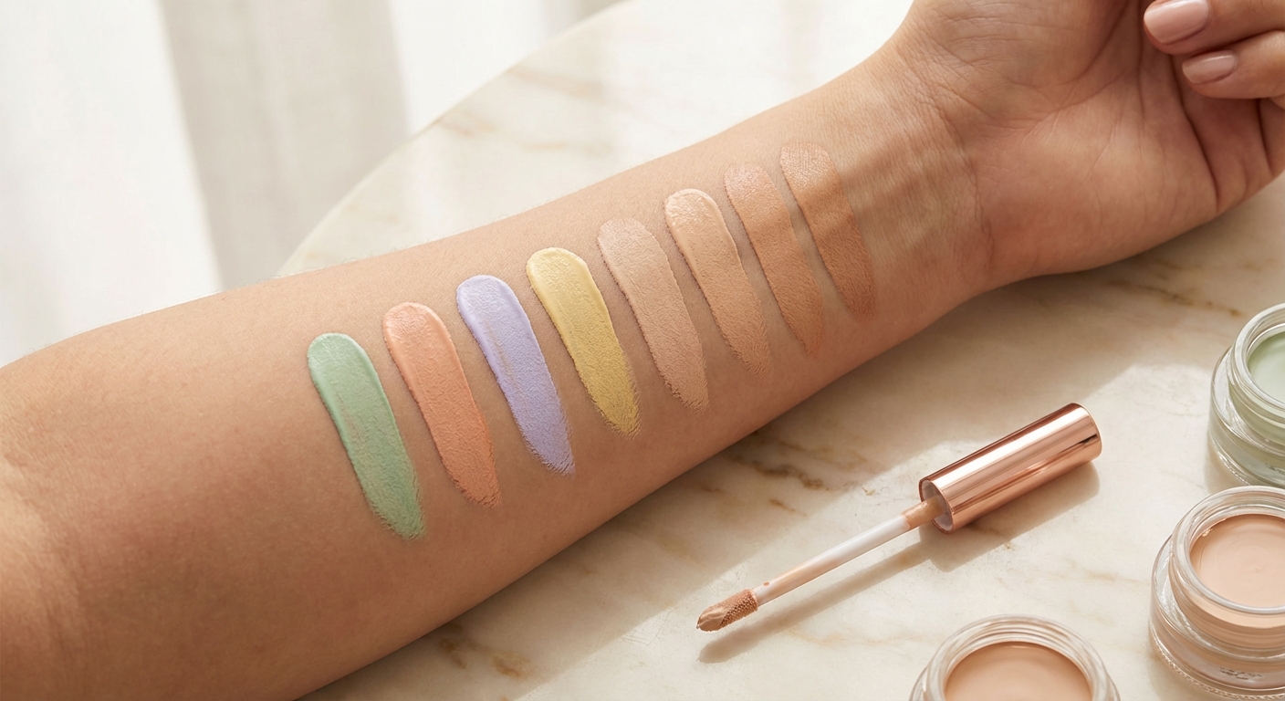 컬러별 컨실러를 피부에 테스트한 스와치 이미지