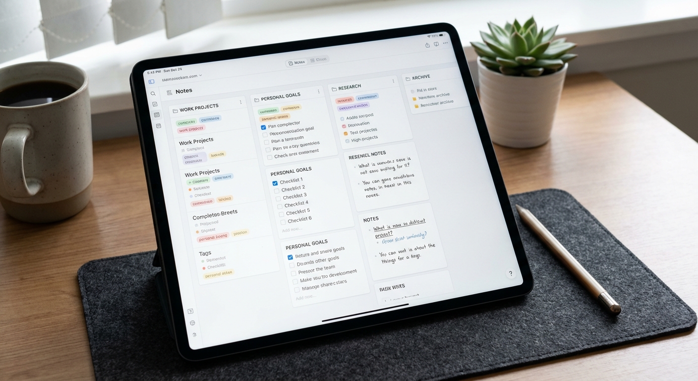 체계적으로 정리된 디지털 메모 화면