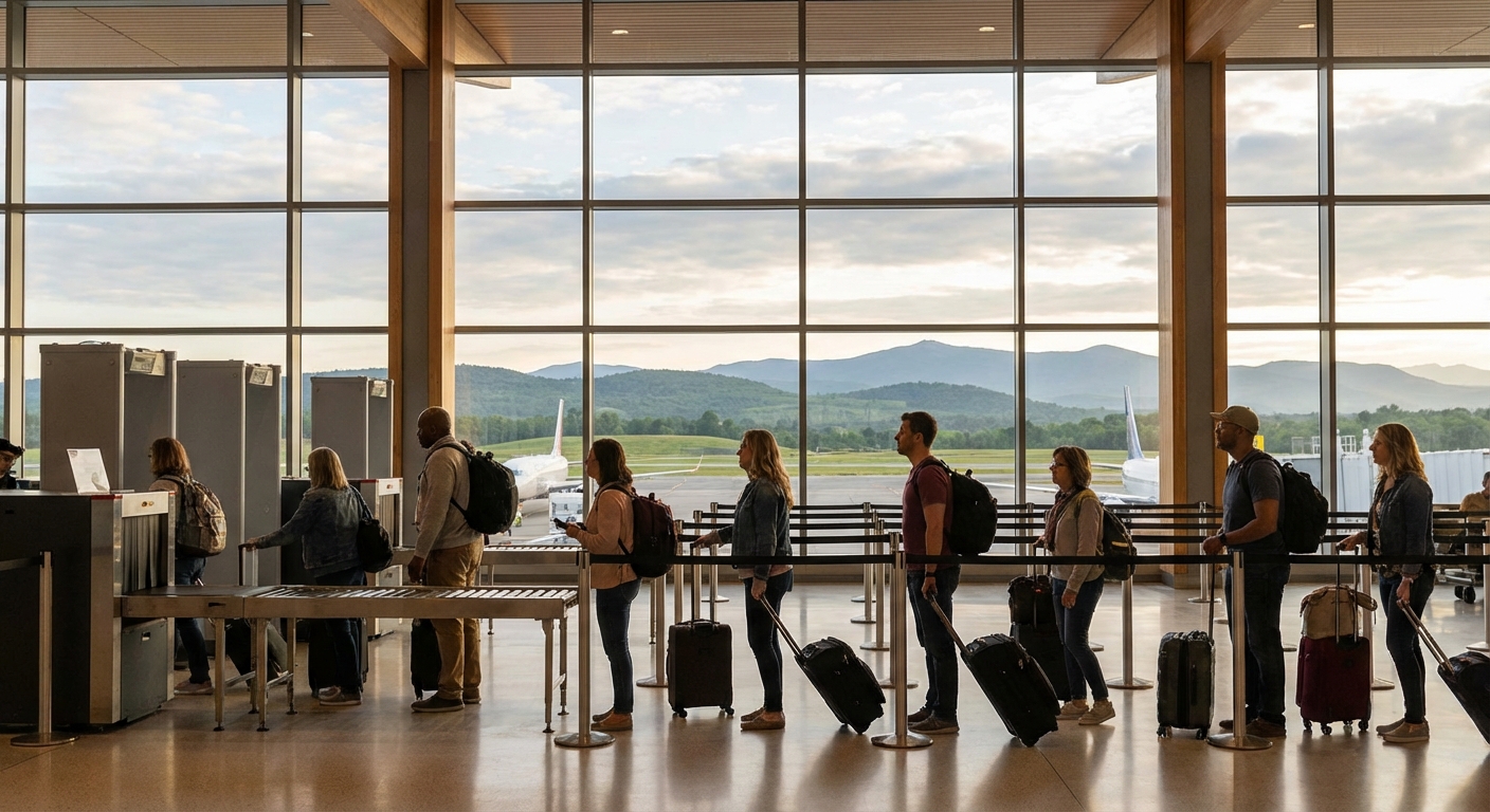 보안검색대 통과 중인 여행객들