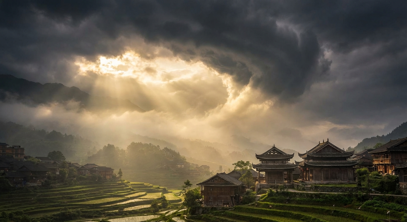 구름 사이로 비치는 빛