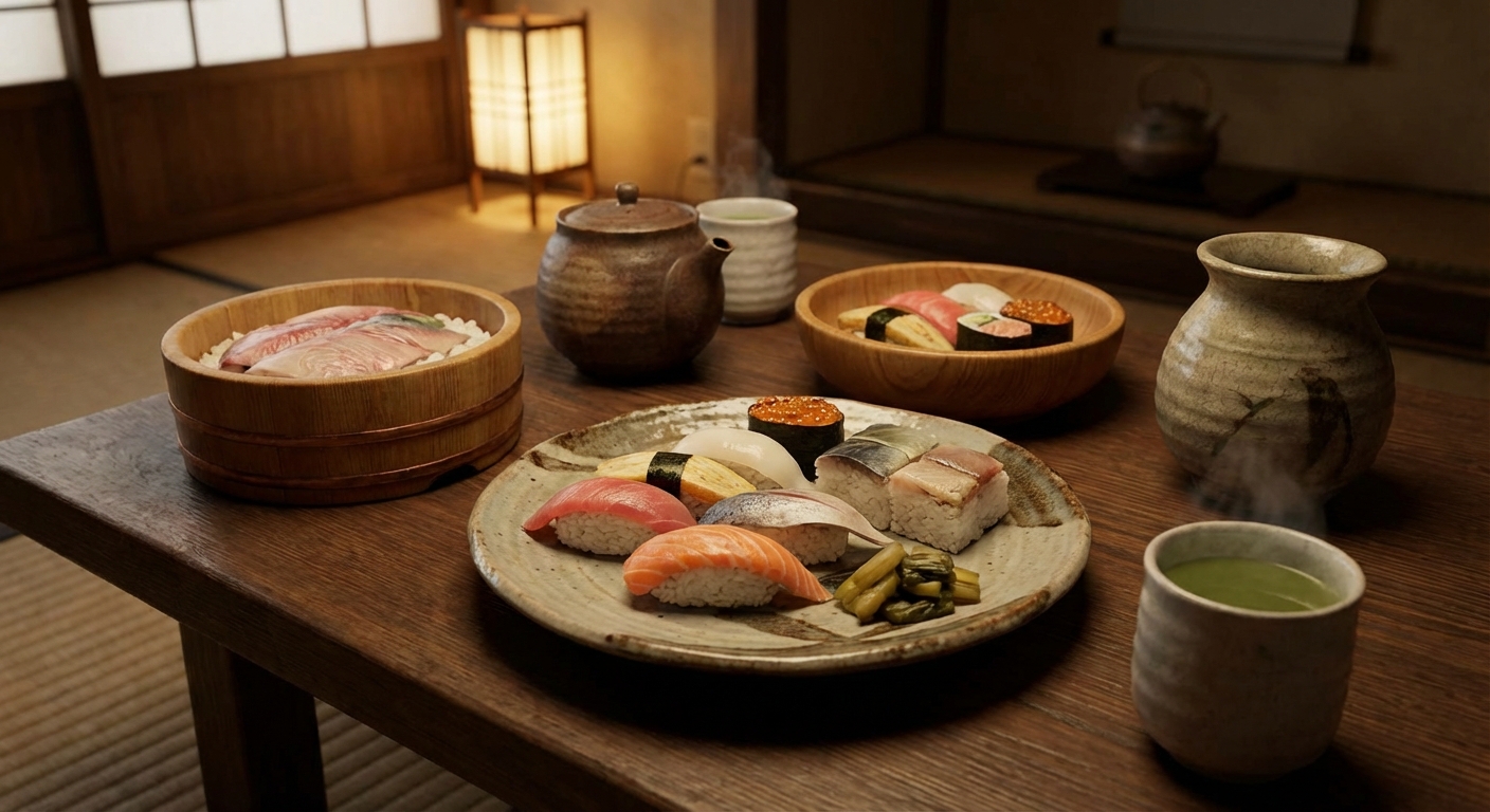 에도 시대 초밥 장면 연상 이미지