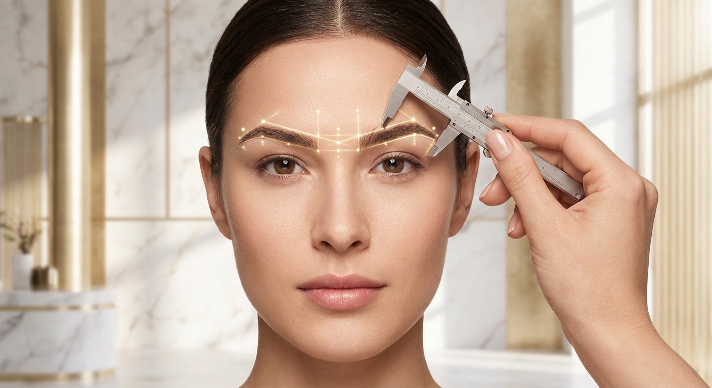 눈썹 측정 가이드 라인 표시 이미지