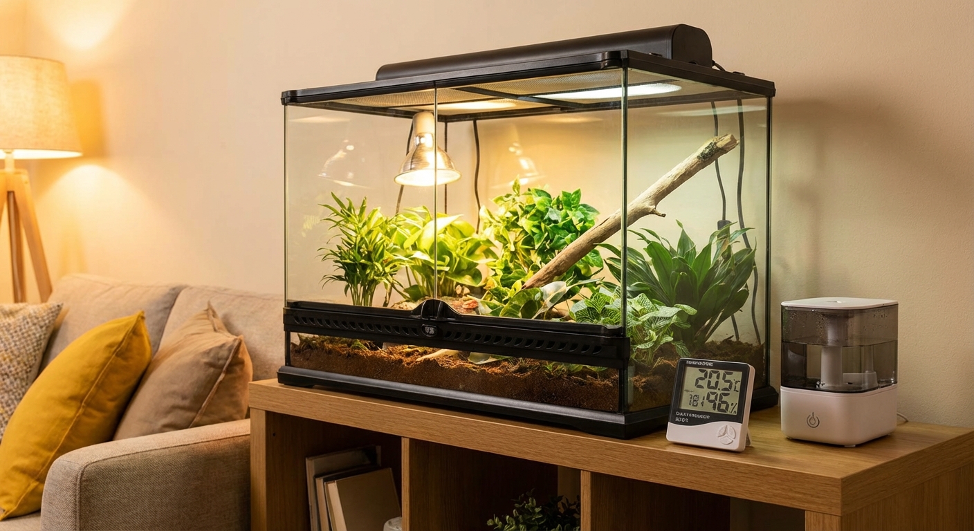 파충류 사육장과 온습도 조절 장비