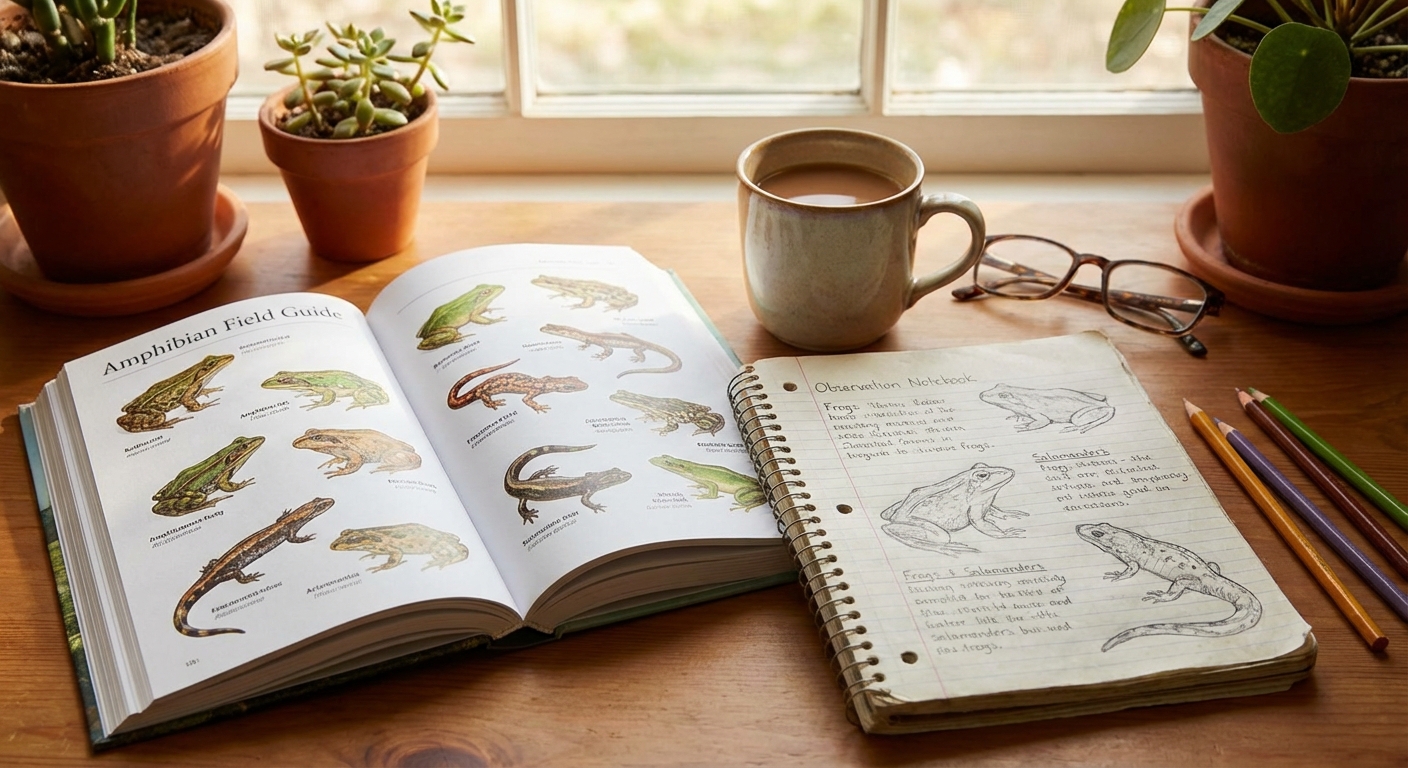 양서류 도감과 관찰 노트