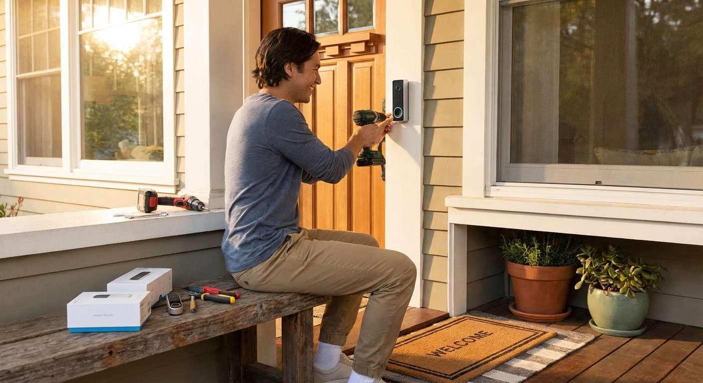 현관 보안 장치 설치 모습