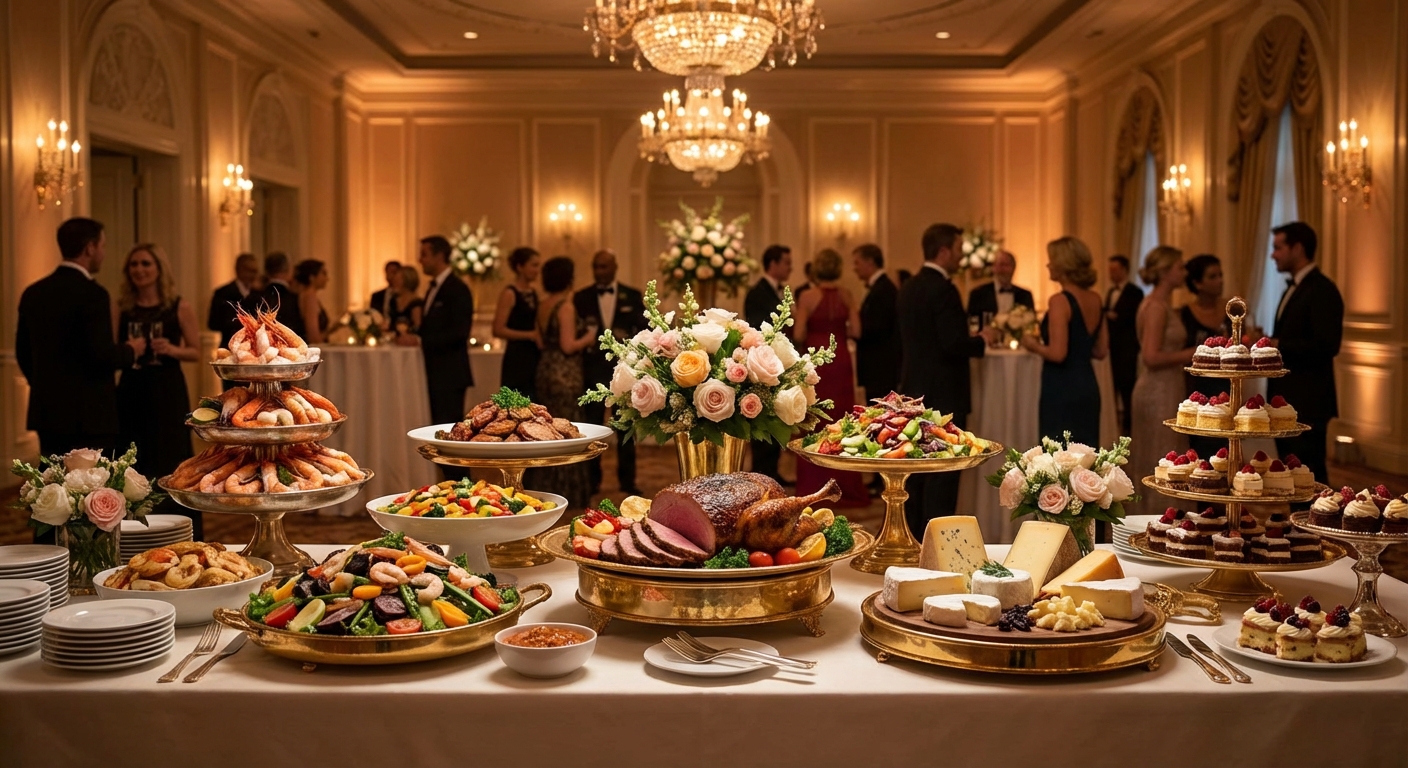 화려한 결혼식 뷔페 전경