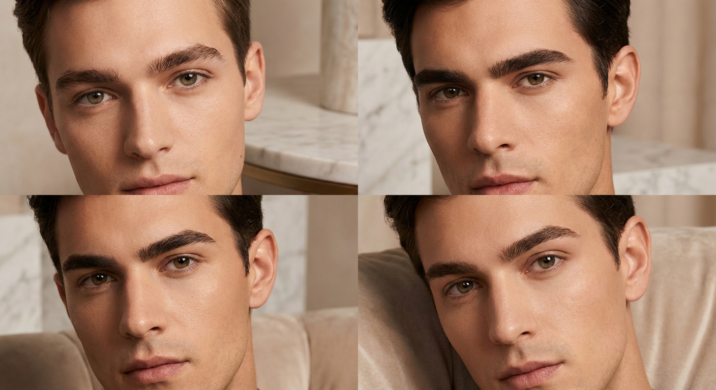 남자 눈썹 문신 모양별 비교 사진