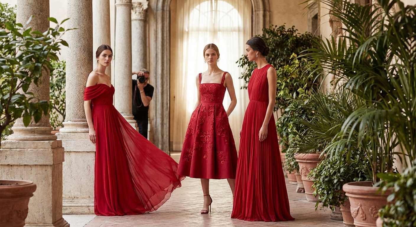 발렌티노 레드 컬러 드레스 컬렉션