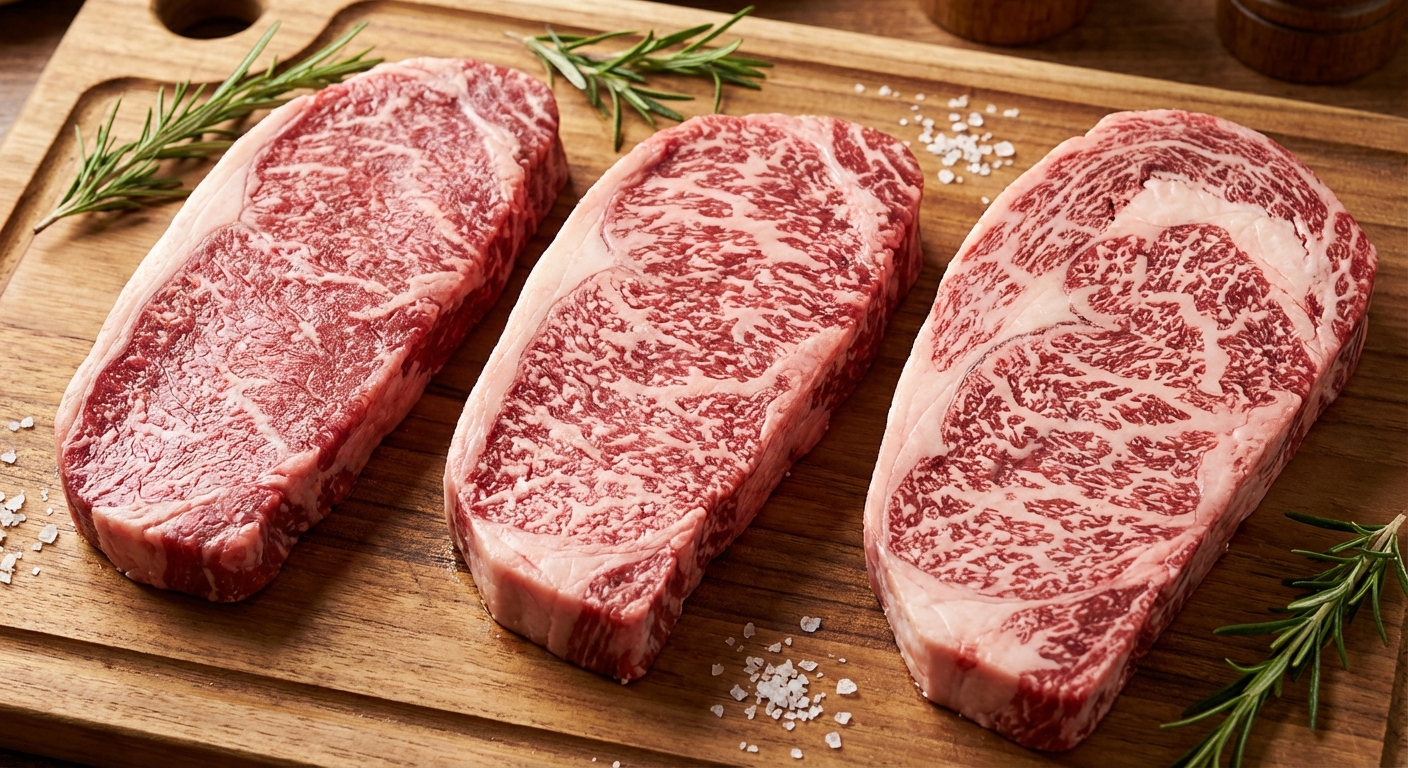 한우 등급별 마블링 비교