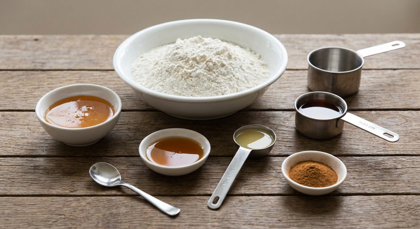 약과 반죽 재료들이 계량된 모습