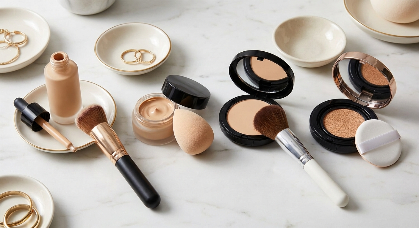 제형별 파운데이션과 도구 조합 비교 테이블