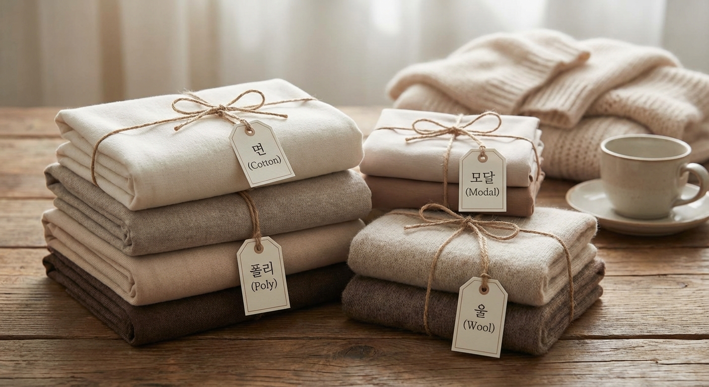 소재별 이너 비교표 - 면, 모달, 폴리, 울