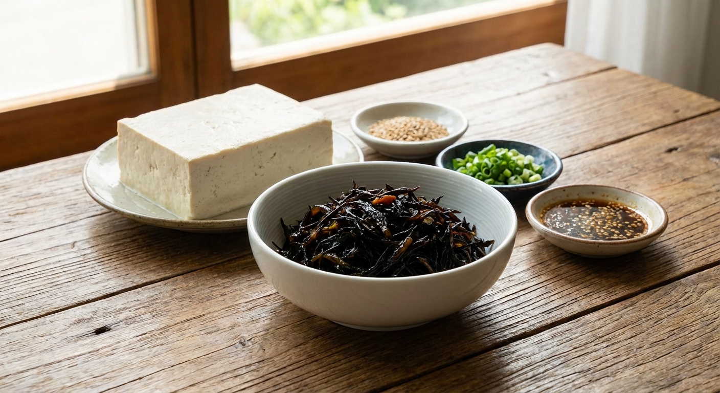 톳과 두부 재료 배치