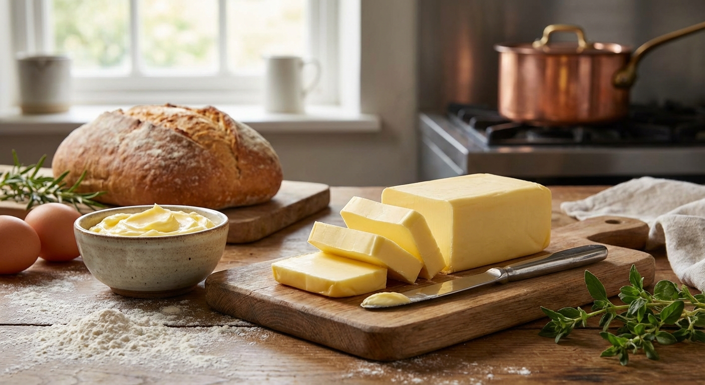 베이킹과 요리에 사용되는 버터 장면