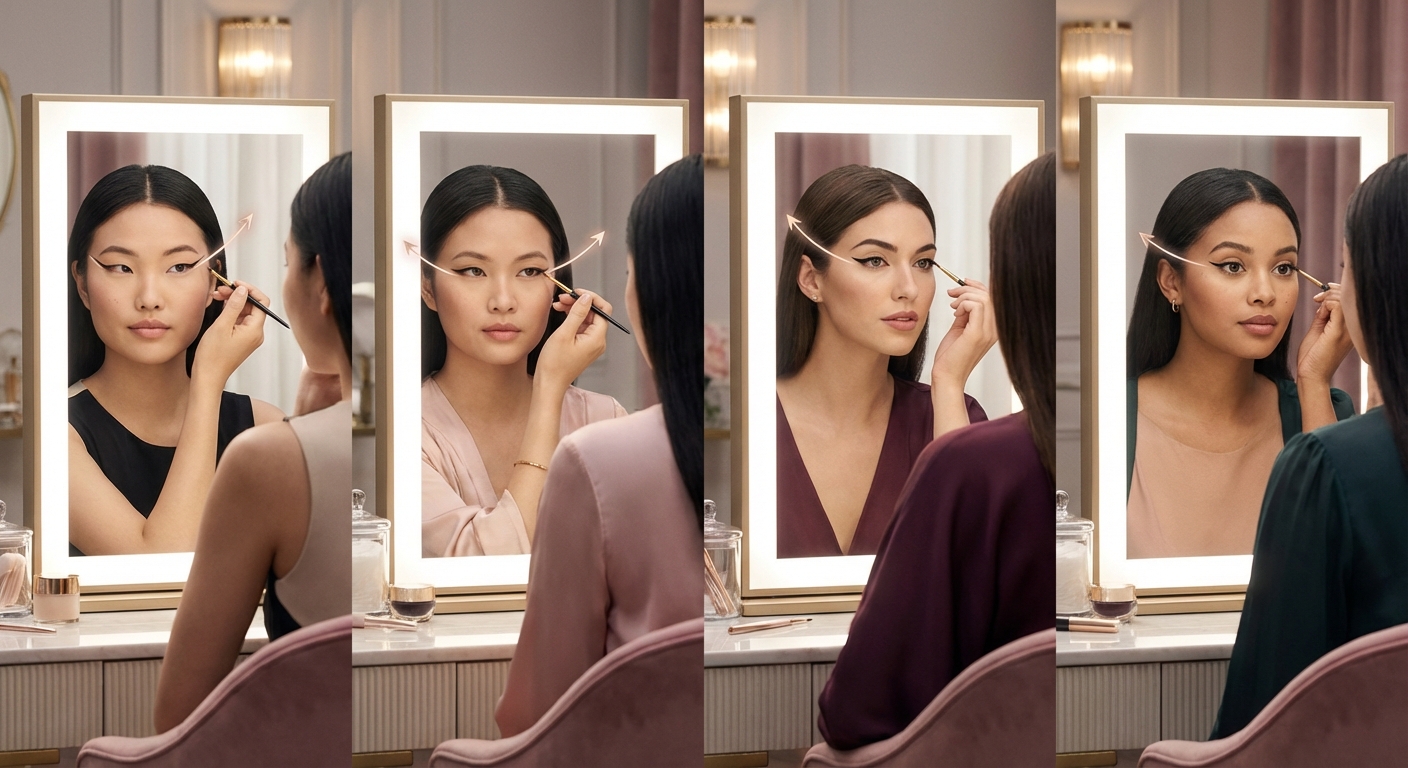 눈 모양별 고양이 라인 각도 가이드