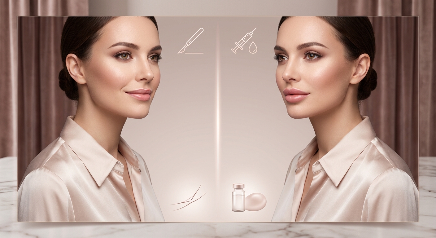 입꼬리 수술과 입술 필러 시술 비교 일러스트