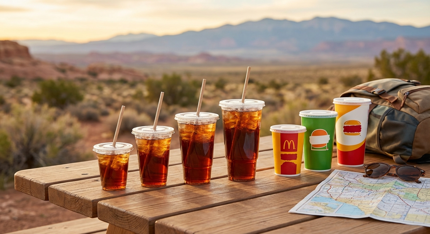 미국 패스트푸드 체인 음료 사이즈 비교 차트