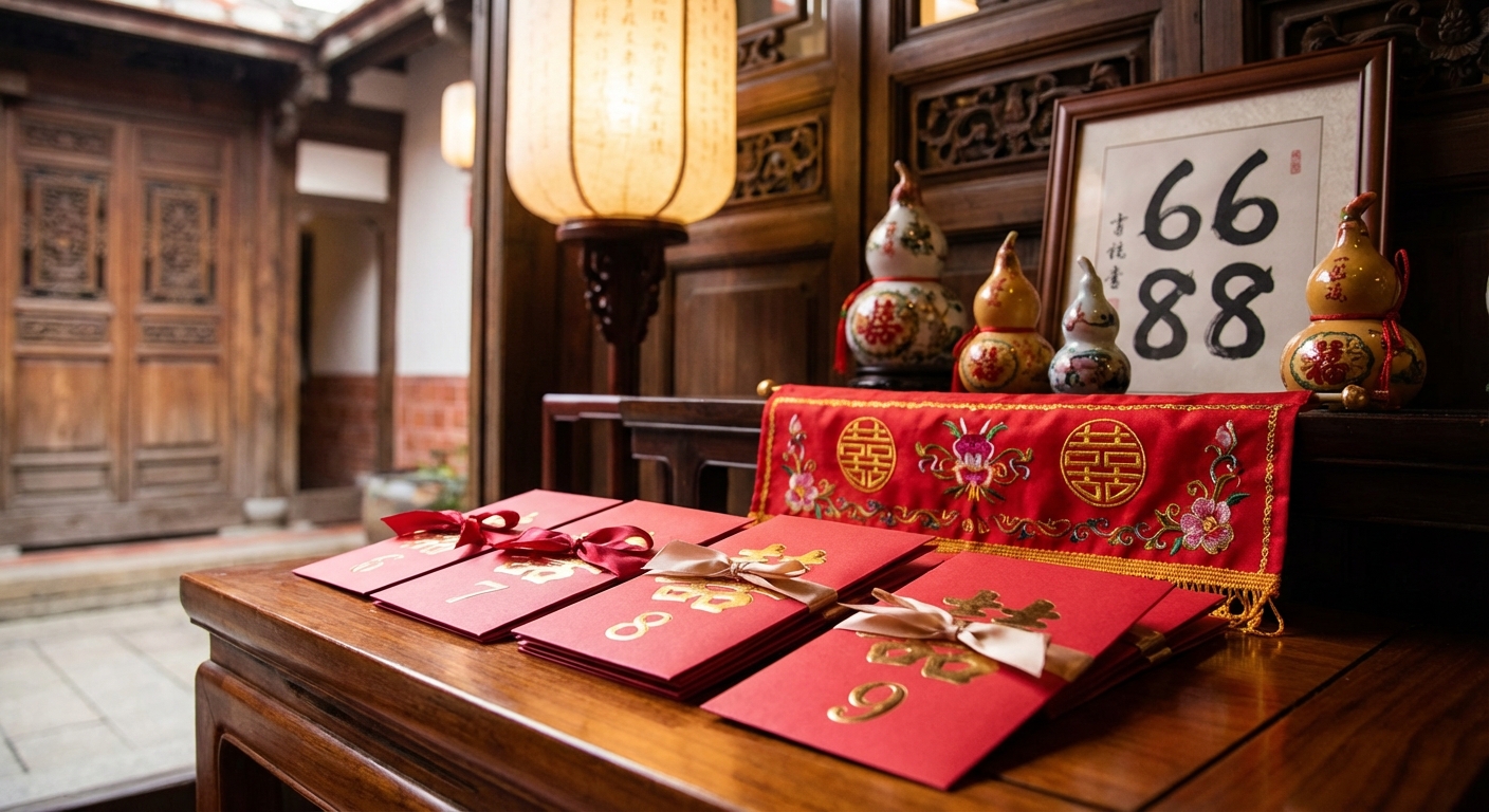 중국 전통 결혼식의 행운의 숫자 장식