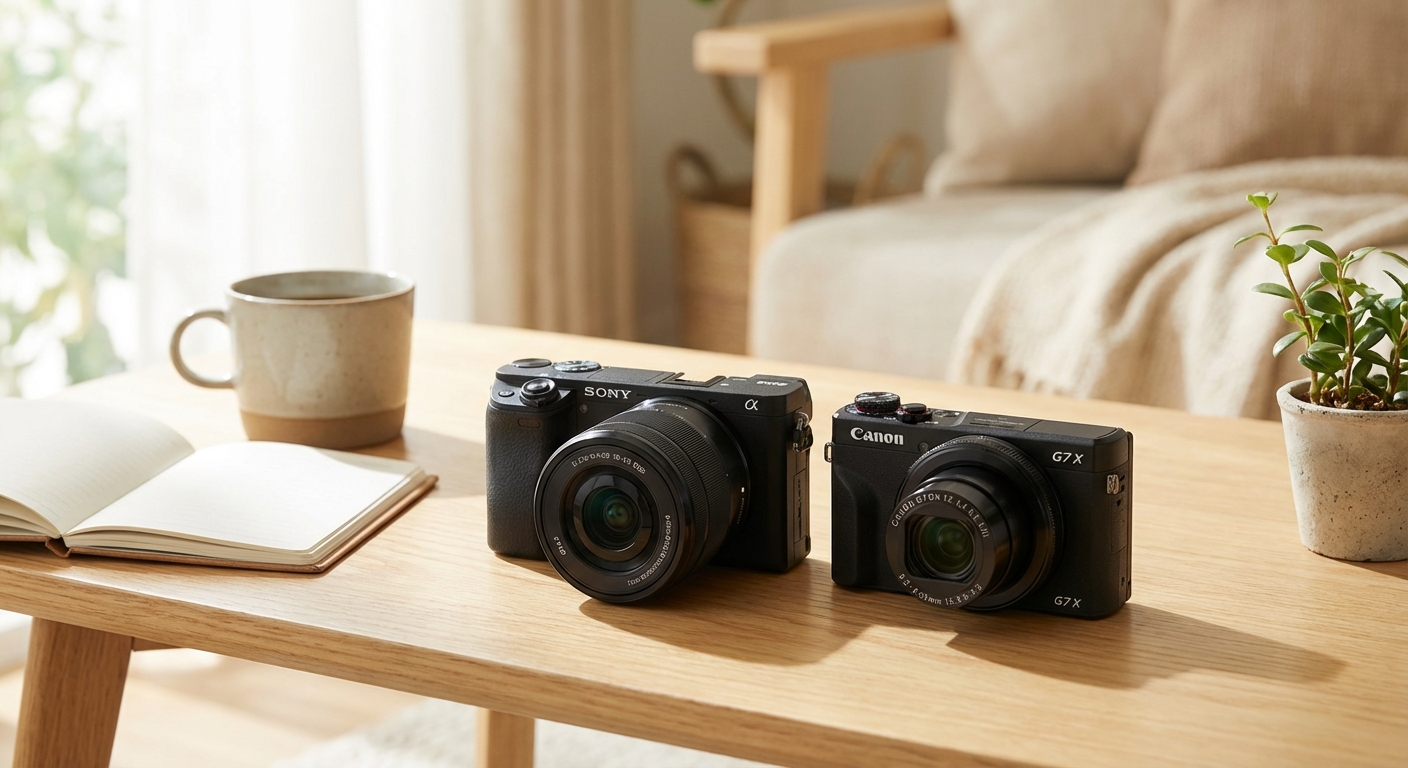 소니 A6100과 캐논 G7 X Mark III 제품 이미지