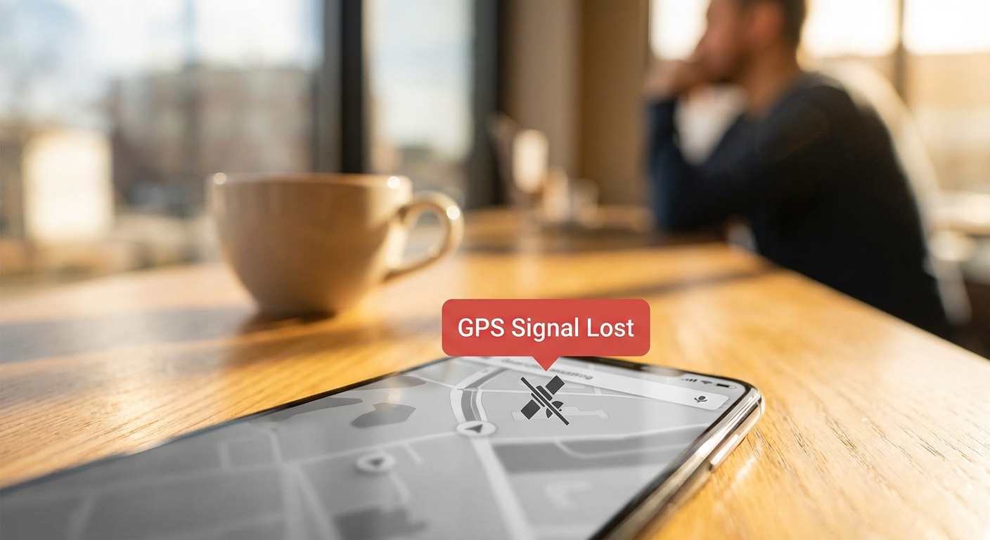 GPS 오류를 보이는 스마트폰 화면