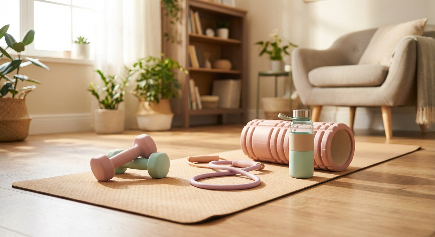 홈트레이닝 매트 위 운동 도구