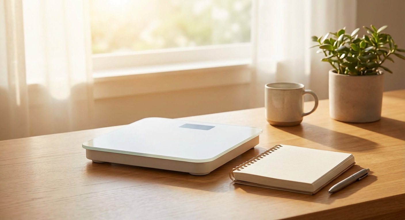 체중계와 측정 기록지