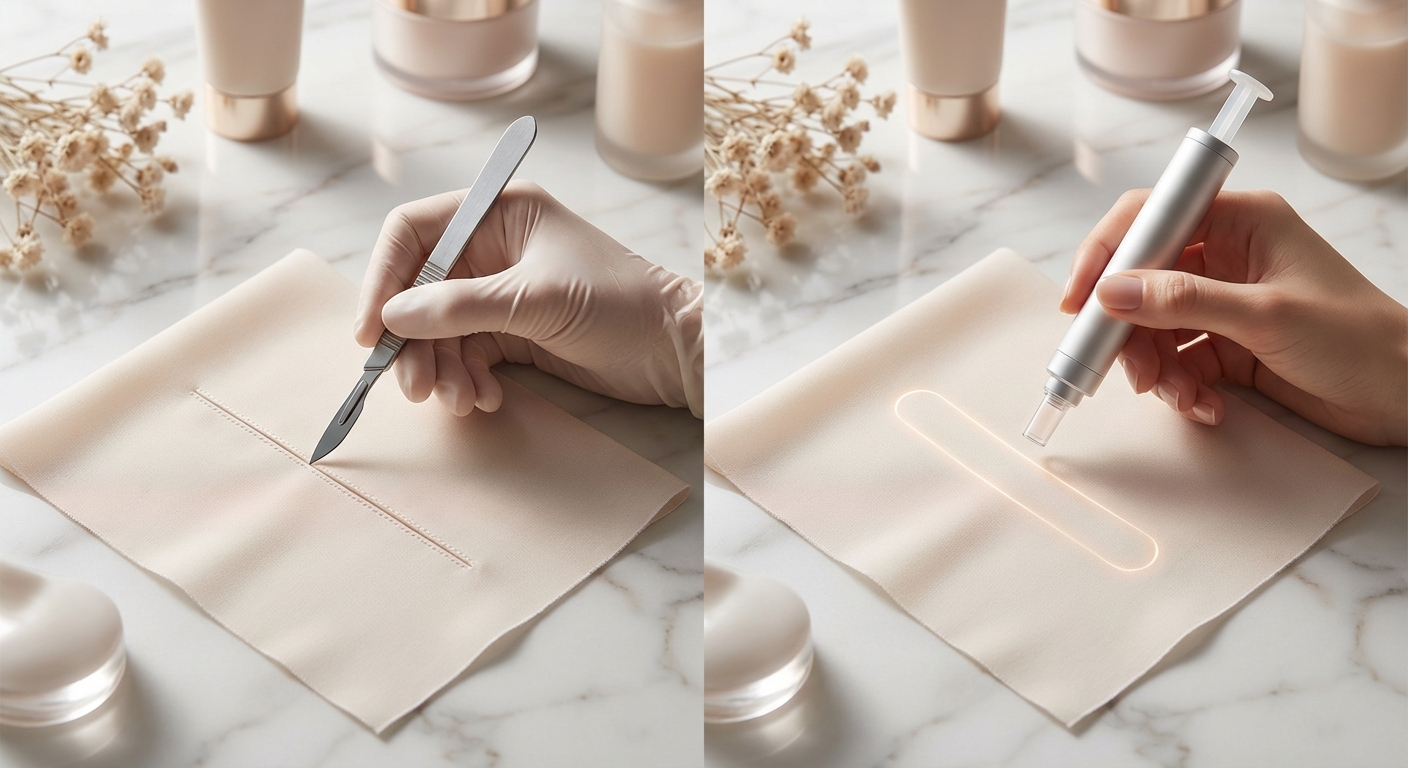 절개법과 비절개법 비교 도식