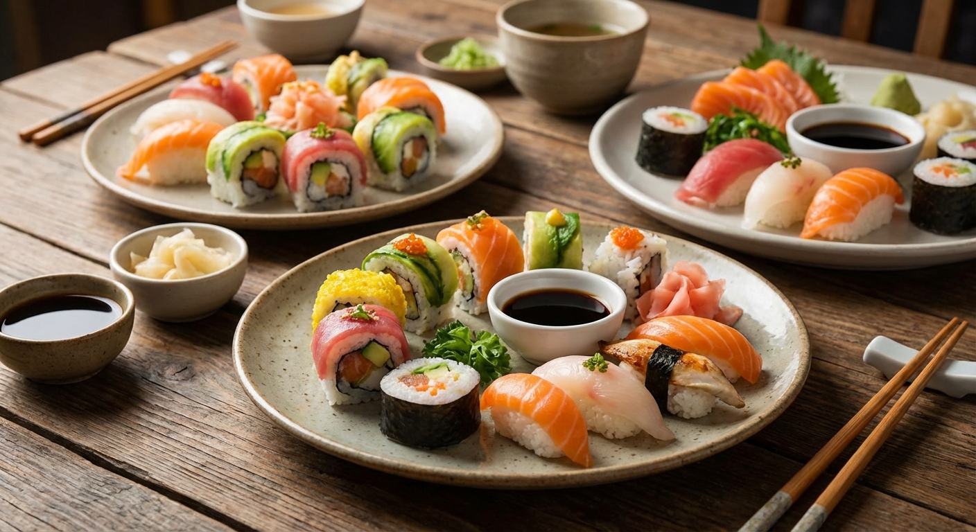 다양한 초밥 플레이팅