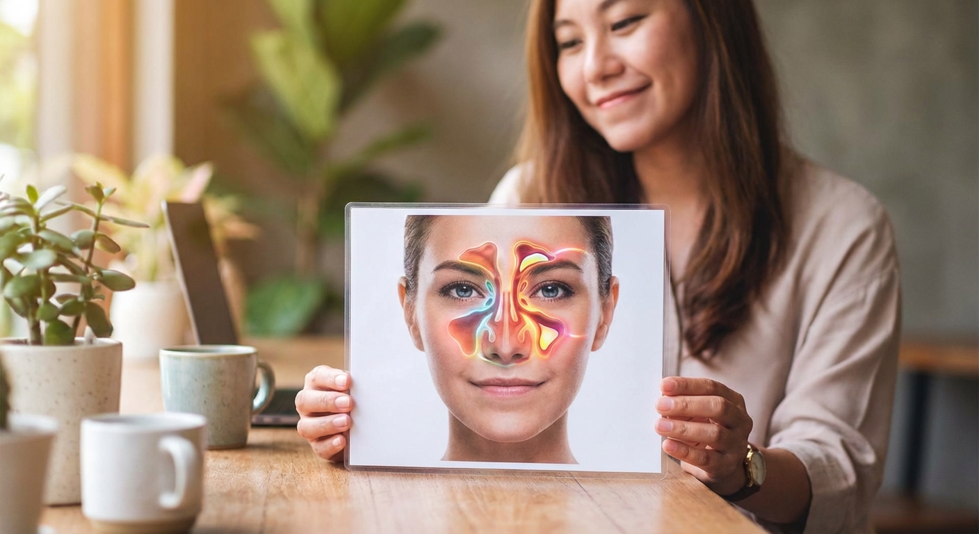 부비동 위치를 표시한 얼굴 단면도