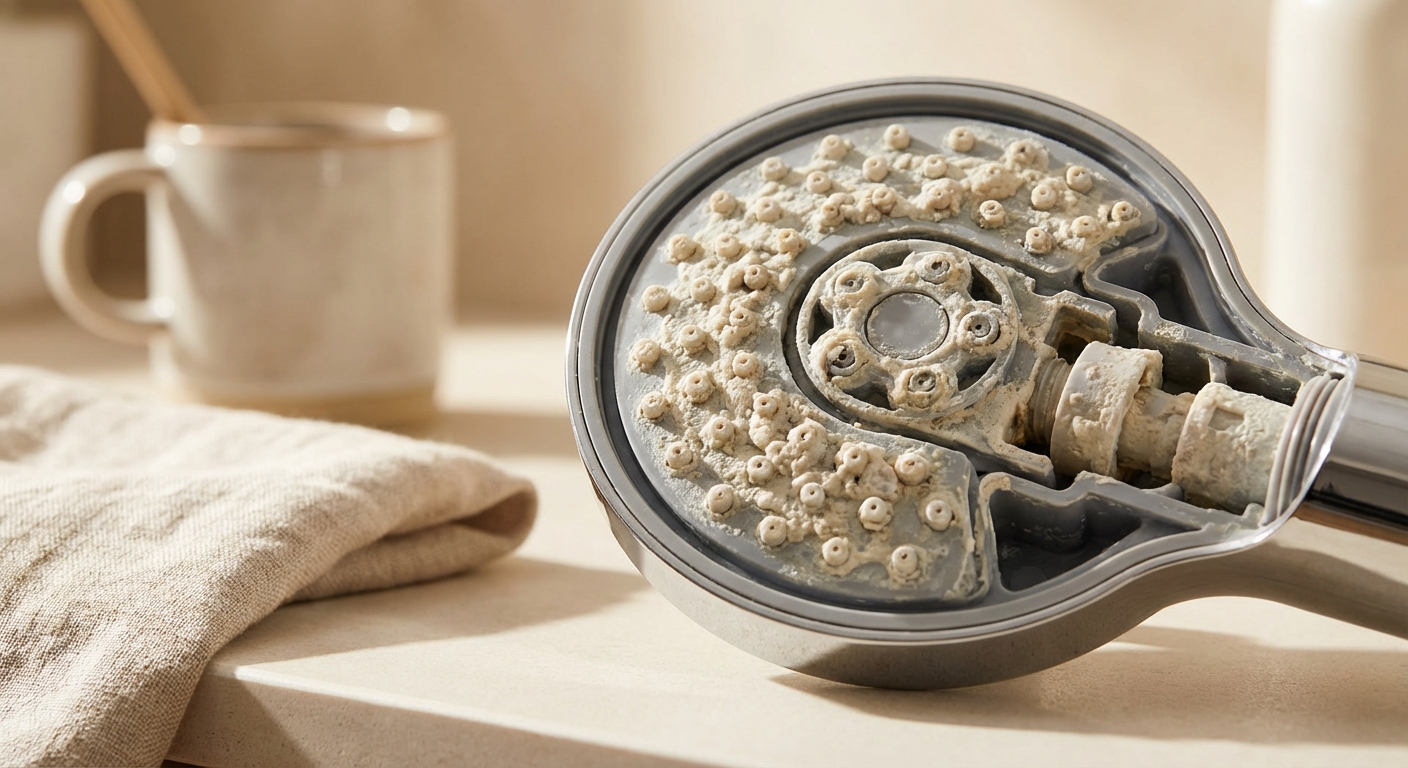 샤워기 헤드 내부 물때 현미경 사진